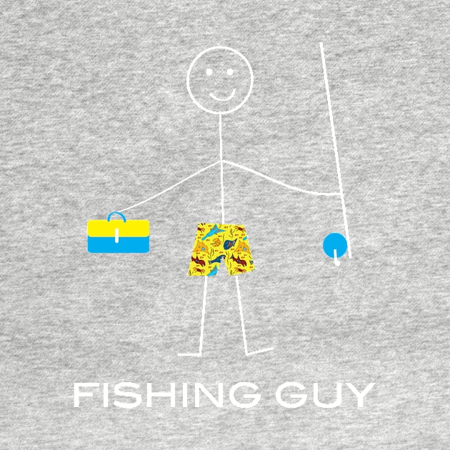 Funny Fishing Guy Illustrated Stick Man Fisherman by whyitsme